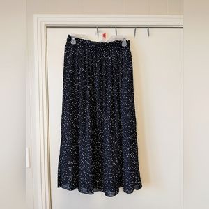 LOFT navy pleated midi skirt
